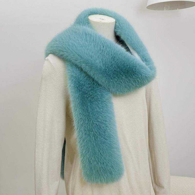 Winter Versatile Imitation Fox Hair Scarve Imitation Fur Long Scarve Fashion High-Class Sense Of Women's Scarve Padded Thickened Warm Scarve