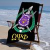 proof beach towel with a Omega Psi Phi pattern - soft,absorbent,quick-drying,machine washable - perfect for swimming,camping,bathing
