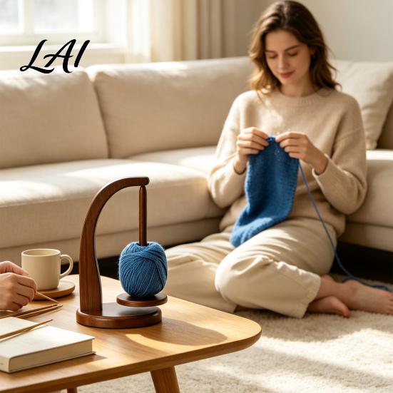 Yarn Ball Spinner Wooden Magnetic Holder Tangle-Free Stand with 1/2 Rotating Spindle Knitting Spinner Crocheting & Accessories Gift for Women Mom