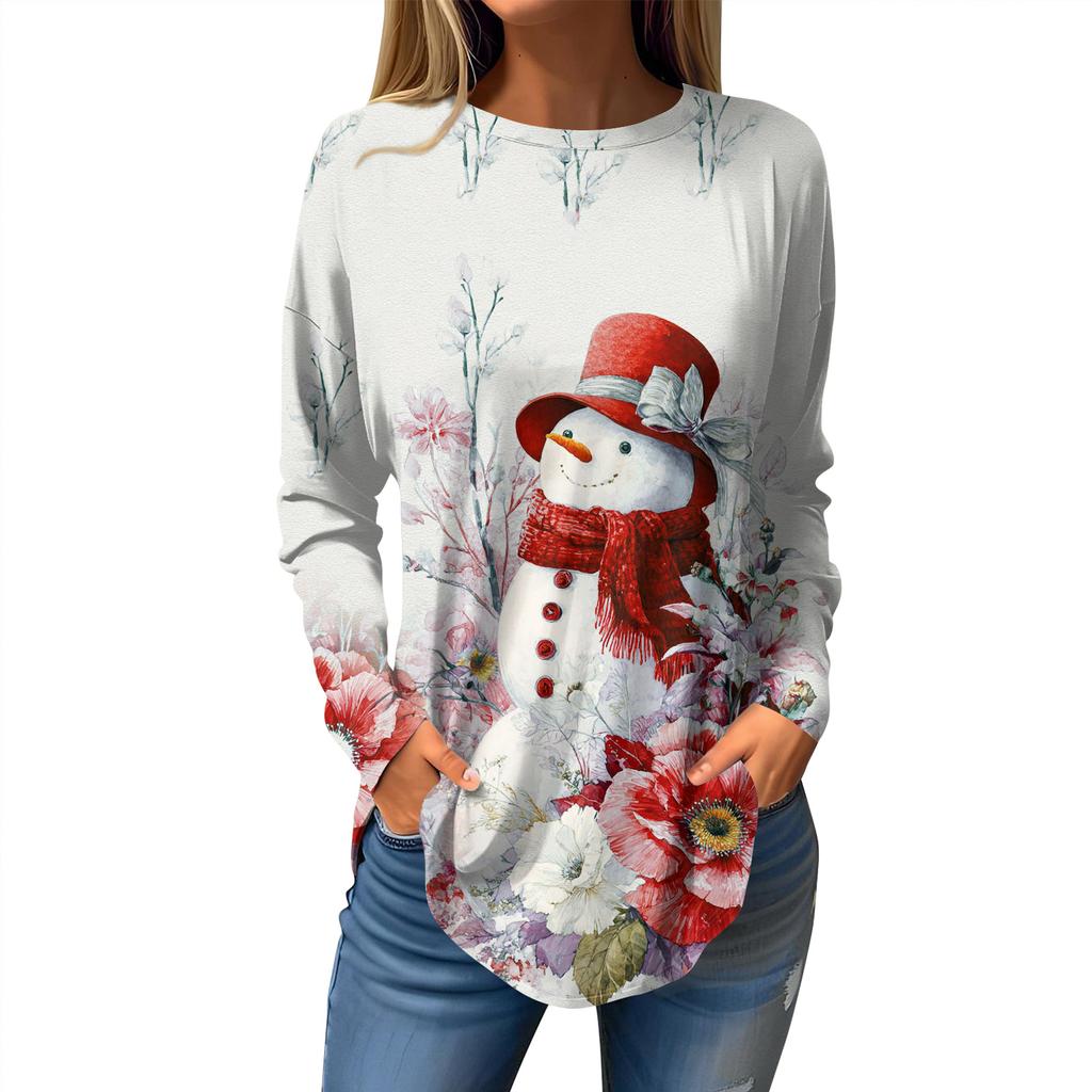 Tee Shirts For Women Fall Casual Long Sleeve Shirts Sweatshirt Vintage Graphic Printing Top Pullover Valentine's Day