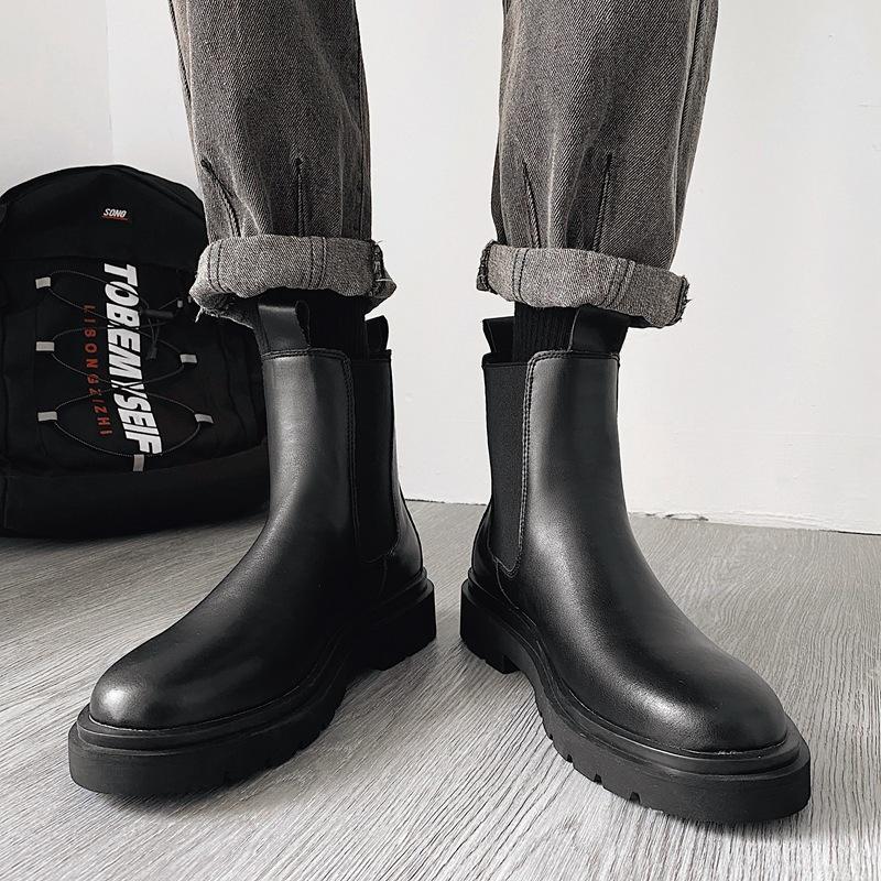 Британские ботинки Мартина мужские модные ретро челси мужские ботинки средней высоты 2021 зима мужская обувь рабочая обувь высокие кожаные ботинки мужские