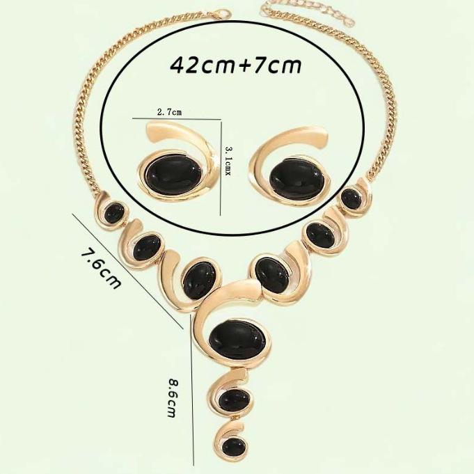 1 комплект овального ожерелья-цепочки в форме улитки и серег, ретро изысканный и преувеличенный европейский и американский стиль