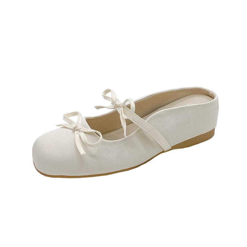 inner height increase bow bag head half drag sandals women's outer wear 2025 new spring and summer temperament evening breeze Mary Jane single shoes