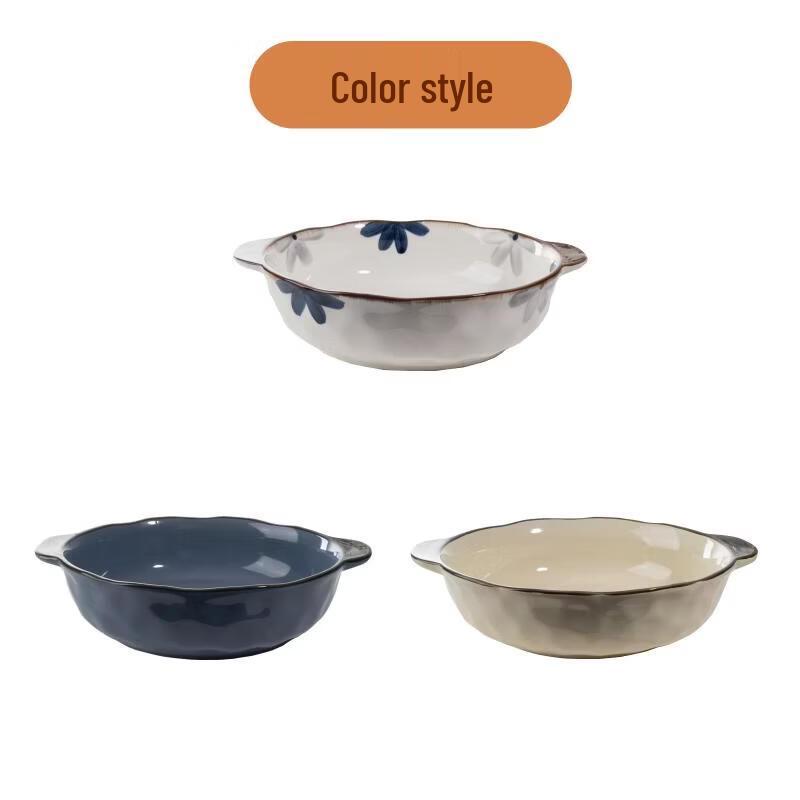 Большая керамическая сервировочная миска с ручками