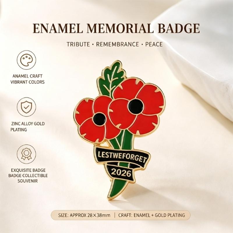 Цветочная брошь-запоминание с надписью LEST WE FORGET, Заколка-булавка из окрашенного цинкового сплава для лацканов и шарфов