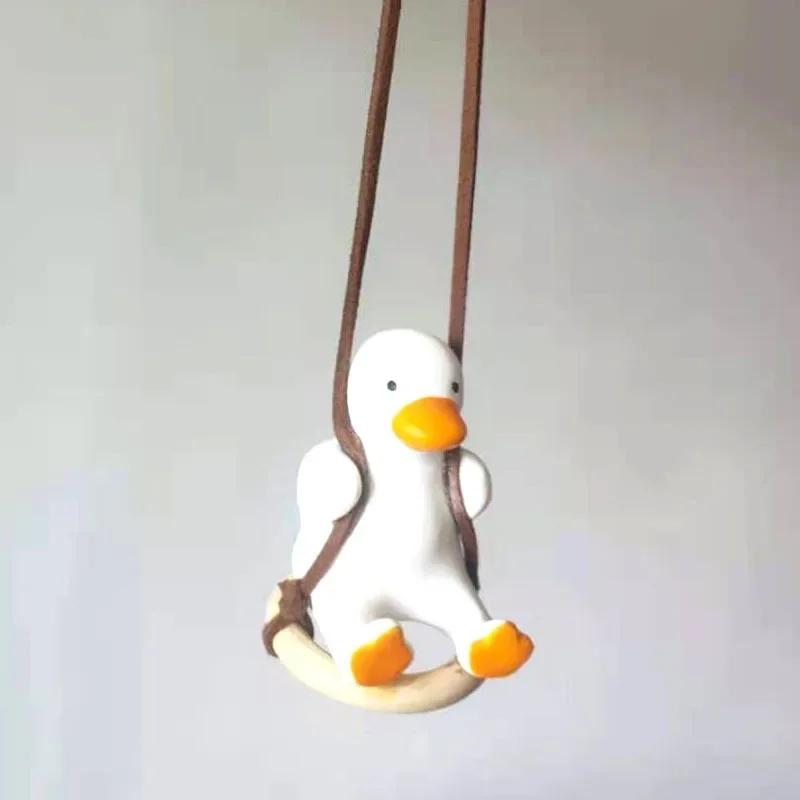 Gypsum Cute Cartoon Car Accessories Swing Duck Pendant Rear View Mirror Can Be Used As Birthday Gift Accessories Car Perfume