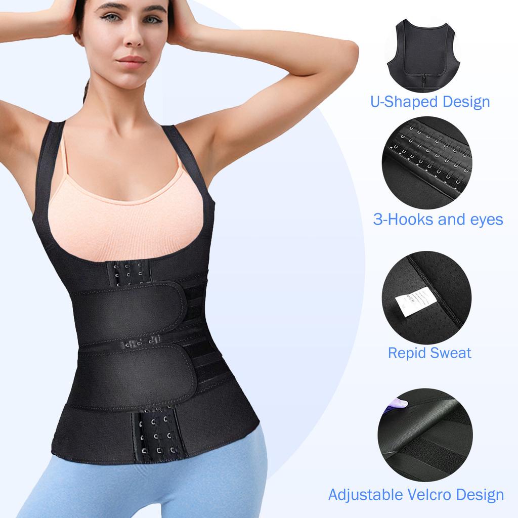 Double Belt Breasted Vest Belly Shapewear Ladies, Thickened Neoprene Waist Sweat Vest Amazon Popular