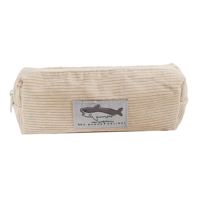 Милый вельветовый пенал с маленькой акулой, ручка для вышивки, сумка, подарок для девочек и детей, школьные и офисные канцелярские принадлежности, органайзер