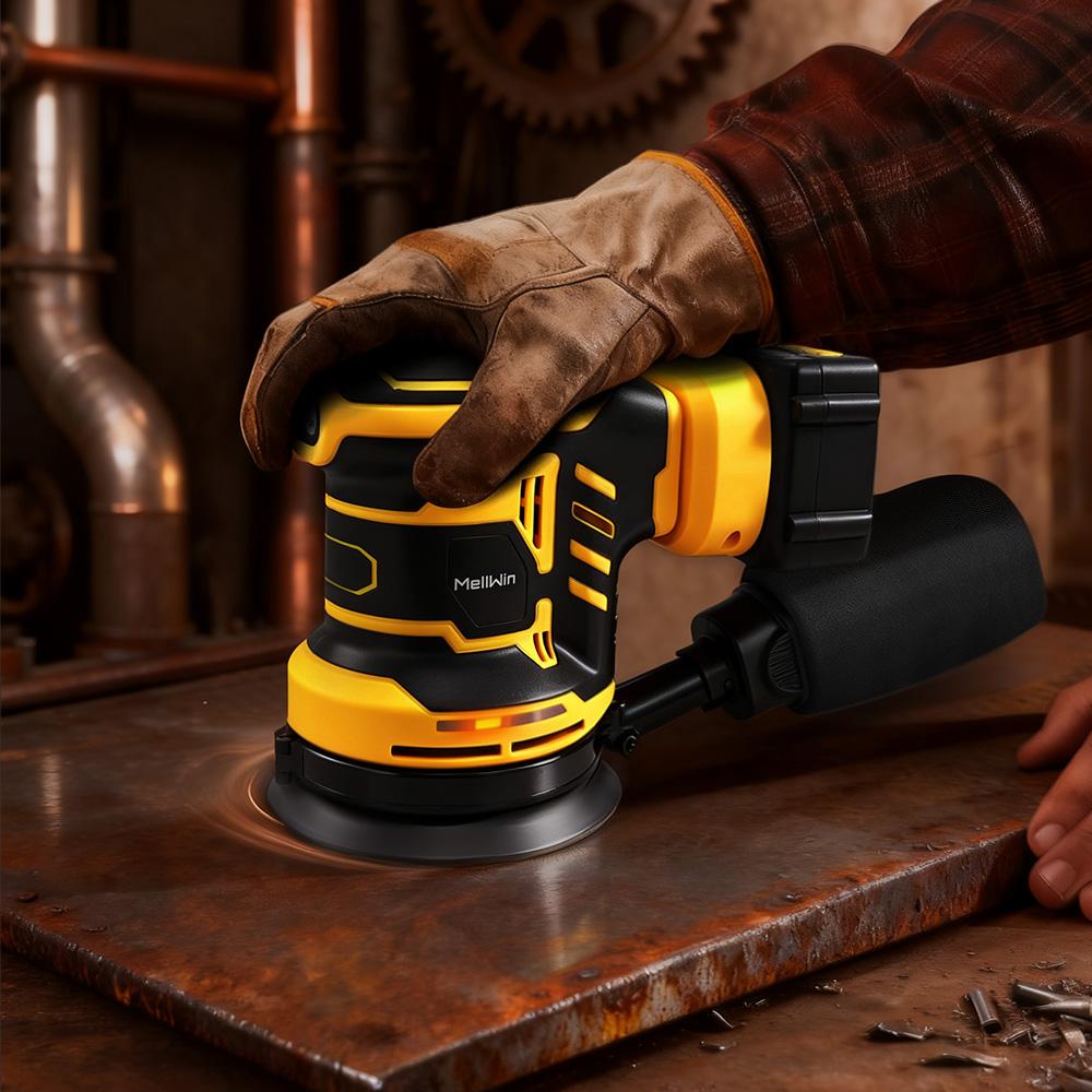 MELLWIN Аккумуляторная электрическая орбитальная шлифмашина с регулируемой скоростью, машина для шлифовки и полировки дерева для аккумулятора Makita 18 В (штырь)