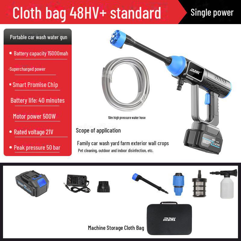 Rechargeable High-Pressure Wireless Car Wash Spray Gun with Lithium Battery