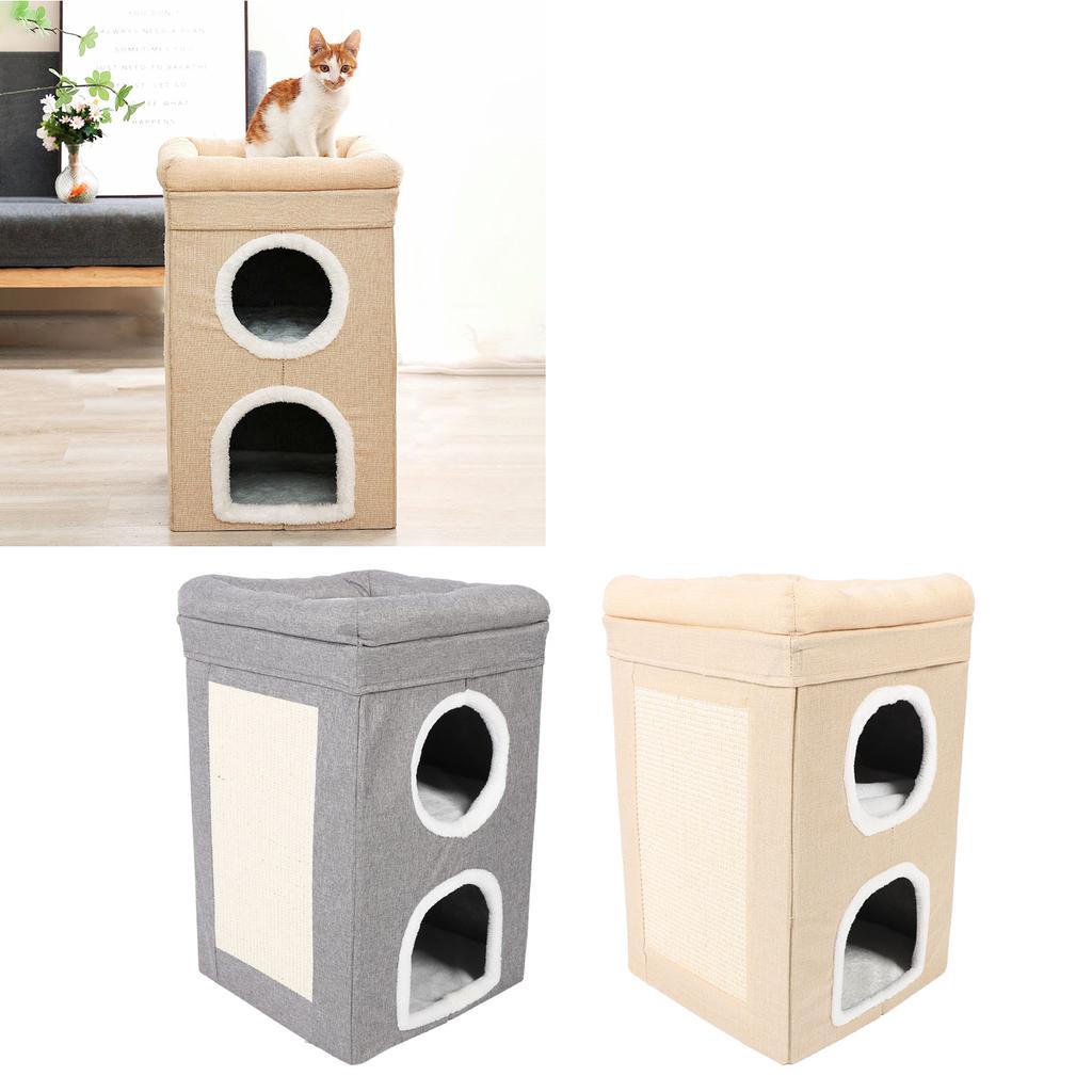 Домашний домик для кошек, зимний теплый домик для кошек, 3-уровневая пещера для домашних животных, складная кровать для кошек для дома в помещении
