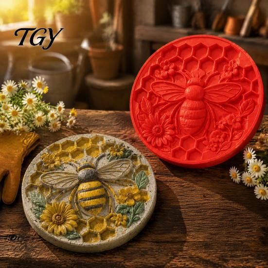 Durable Concrete Craft Tools Stepping Stone Silicone Mold, Sunflower/Butterfly/Bee/Pumpkin/Snowflake/Mushroom/Fairy Paver Molds, Reusable Garden Molds