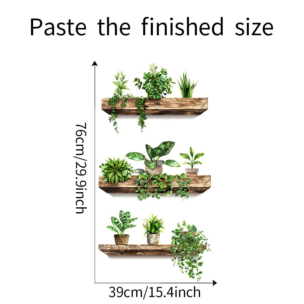 3Pcs/Set Creative Wall Stickers Potted Plant Decals Self-adhesive Removable Wall Mural DIY Wall Art Home Decoration Accessories