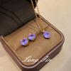 Millennium Rose Cut Violet Single Diamond Necklace Earrings Simple Premium Temperament Pull Collarbone Chain