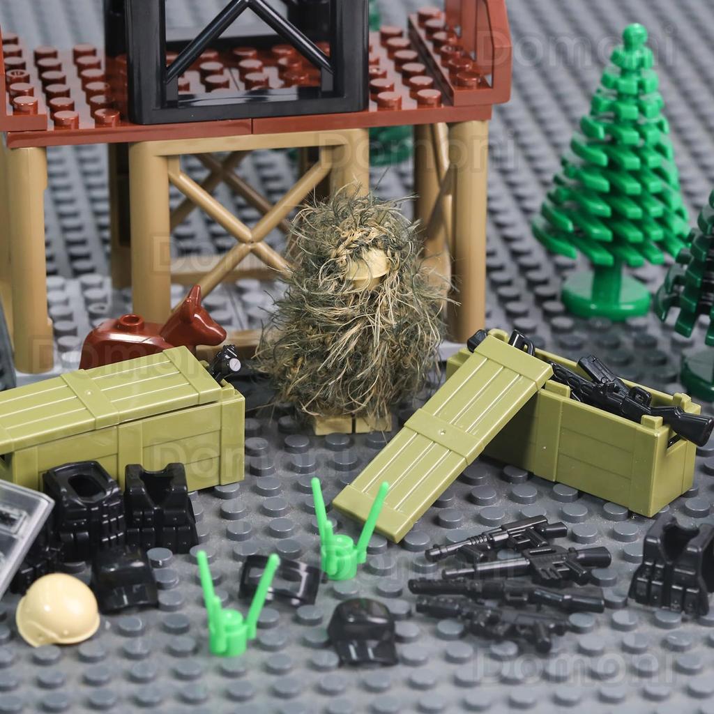 Домони 450 г (1 фунт) Части военной экипировки времен Второй мировой войны и маскировочный костюм - Набор армейских аксессуаров для фигурок солдат - Совместим с основными брендами минифигурок