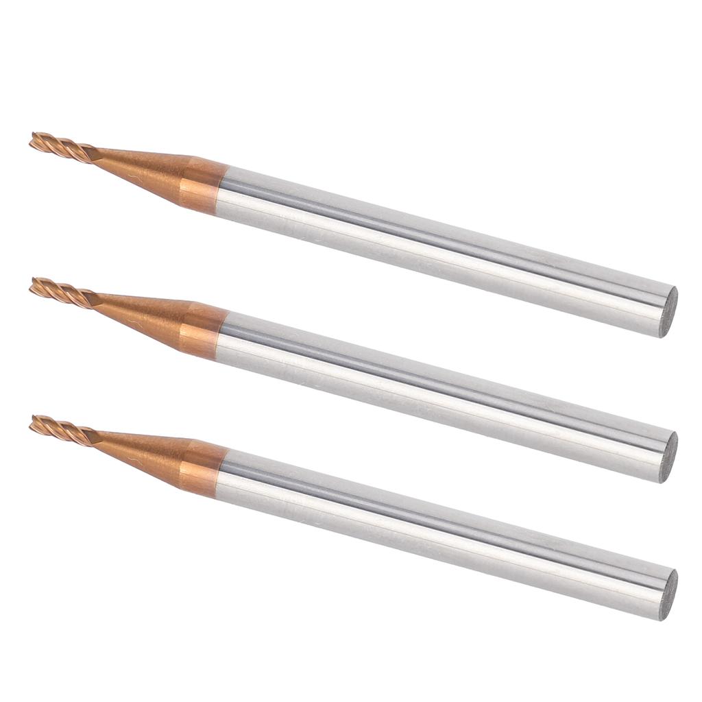 3Pcs Milling Cutter 4 Flutes Tungsten Steel CNC End Mill Cutting Tool 1.5 x 50 x 4T