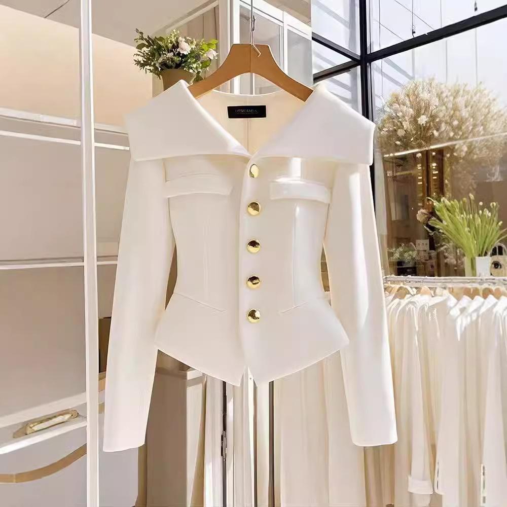 Chic Jacket Women Outwear High End Unique Super Good Looking Slim Sweet Single Breasted Blazer Coat Tops