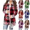 Женская модная рождественская куртка с принтом, повседневный кардиган с длинным рукавом, пальто