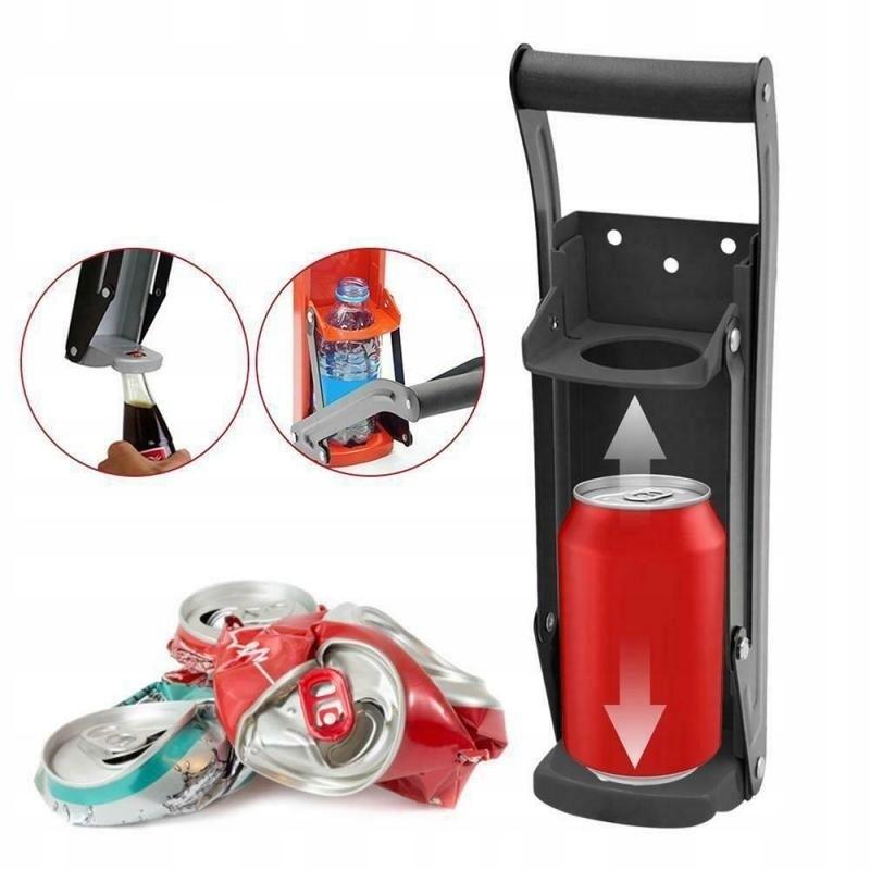 Portable or wall-mounted can crusher + opener