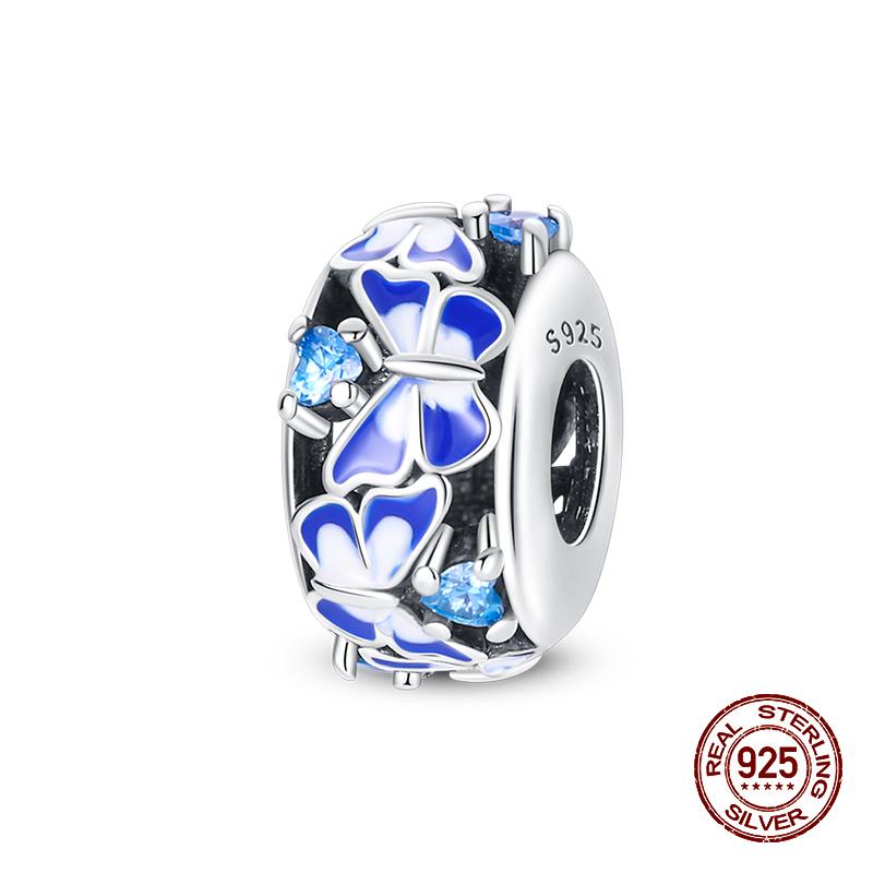 925 Sterling Silver Butterfly Tulip Iris Flower Charms Beads Fit 925 Original Bracelets Fine DIY Valentine Jewelry Gifts