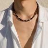 Bohemian Style Surfer Wooden Bead Necklace for Men Hip Hop Niche Simple Beaded Collarbone Chain