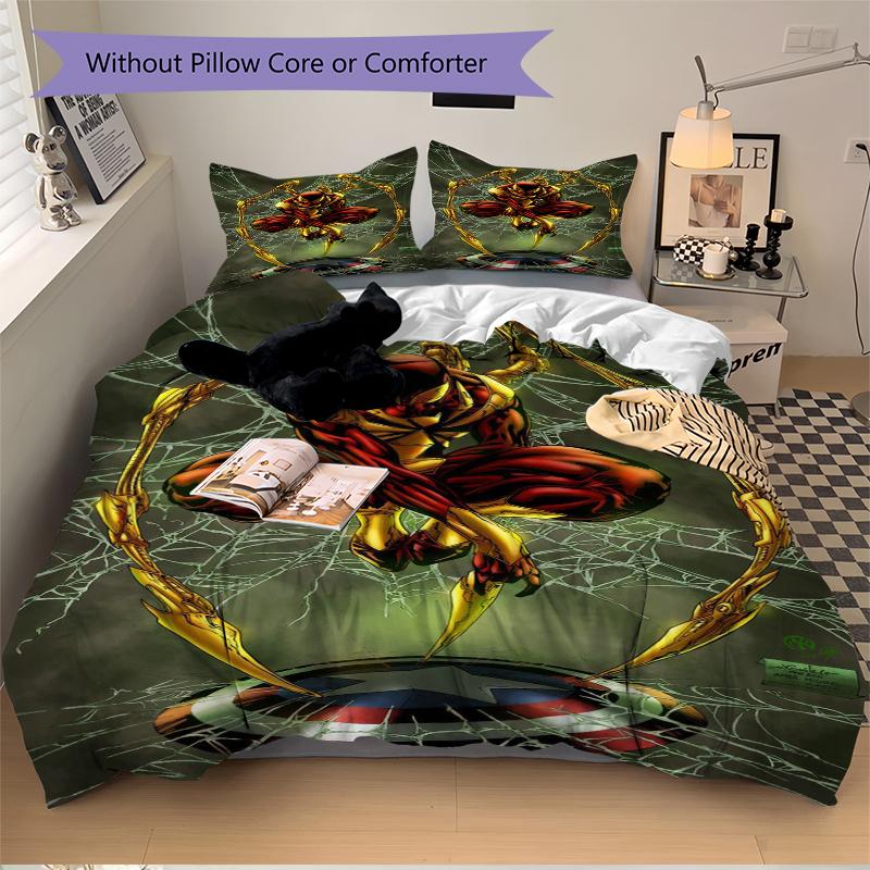 3Pcs Spiderman Web Artwork Bedding Set Quilt Cover Pillowcase Home Christmas Xmas Halloween Gift 1 Duvet Cover 2 Pillowcase M924483