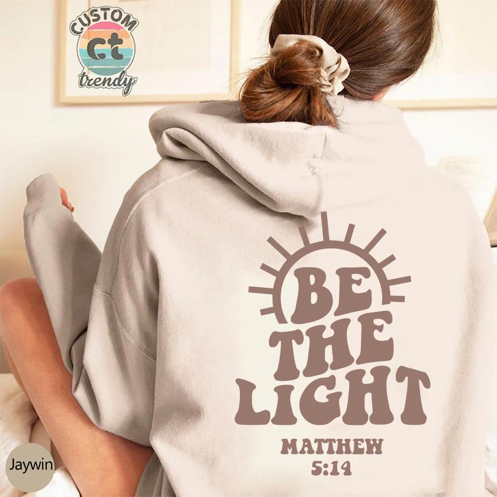 Be The Light Карманные толстовки Повседневные Длинные рукава толстовки с завязками Толстовки Женская одежда