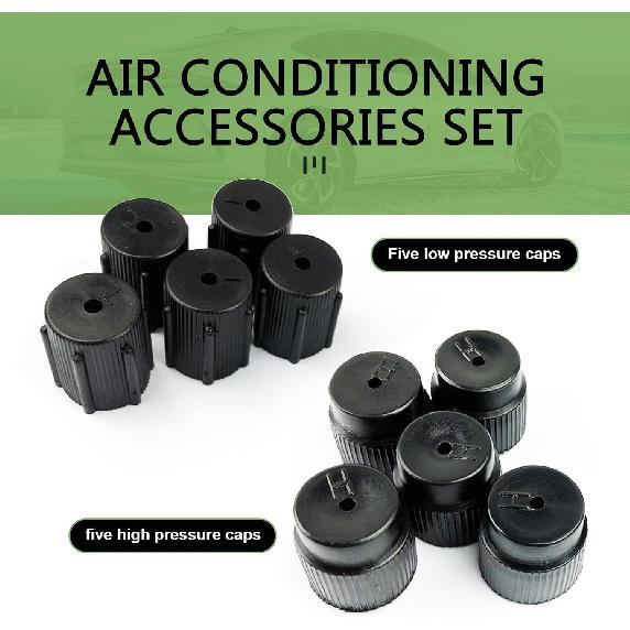 WZP 10PCS Car AC Service Valve Cap Kit, 13mm Low & 16mm High Pressure Cap | Leak-Proof Air Conditioning Sealing Caps, A/C Low Pressure Port Cap