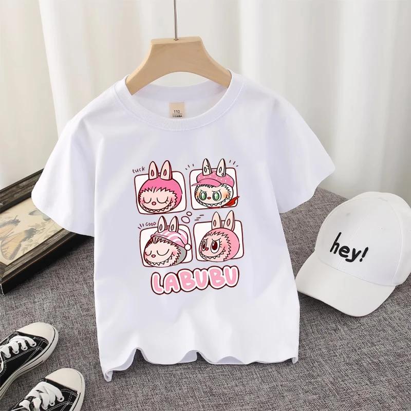 Kids T-shirt Cotton Cute Anime Print Tees Short Sleeve Kawaii Pink Cartoon Girl Summer Casual Clothes Birthday Party Gift