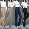Women High Waist Slim Casual Office Suits Pants Elegant Straight Formal Trousers