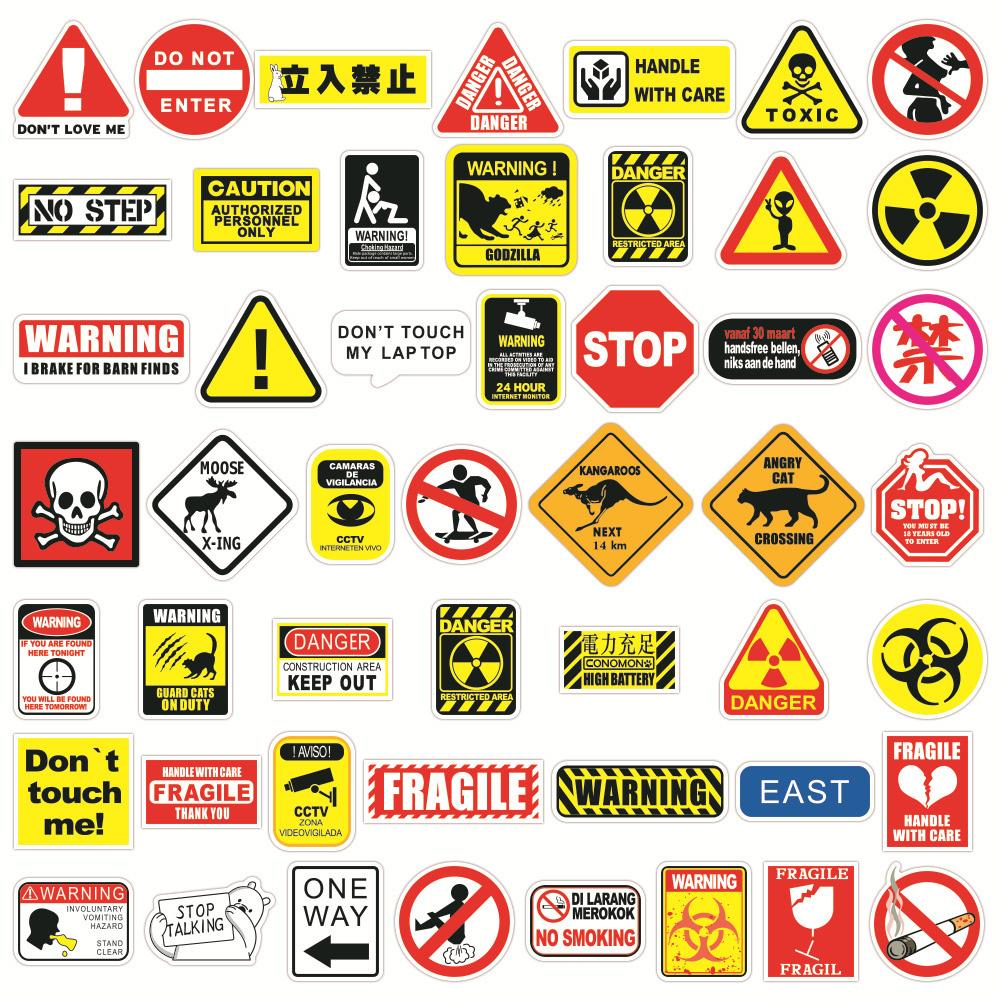 10/30/50/100 шт. Крутые Мультяшные Наклейки Предупреждающий Знак Креативные Наклейки Запрет Граффити Наклейка для Мотоцикла Телефона Шлема Игрушки