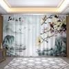 2pcs Landscape Semi-blackout Custom Curtain for Living Room Bedroom Floor Window 2024 New Modern Chinese Style Zen Large Size