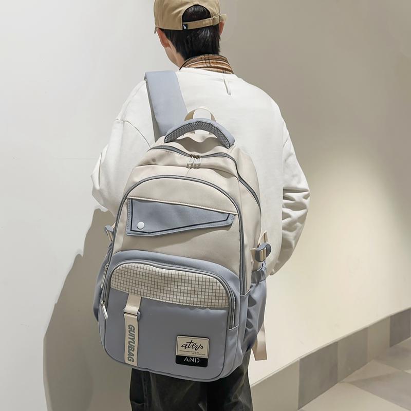 Цветной блок школьный рюкзак для школьников большой емкости рюкзак для пар женский рюкзак мужской дорожный рюкзак