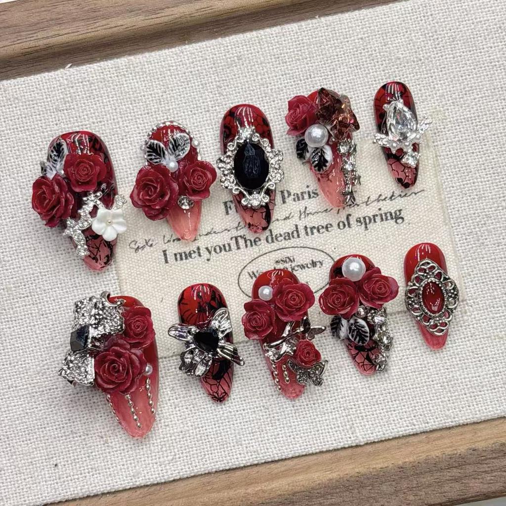 Квадратные накладные ногти миндалевидной формы, французский маникюр с 3D-дизайном, акриловые ногти с полным покрытием на клеевой основе, искусственные накладные ногти для женщин