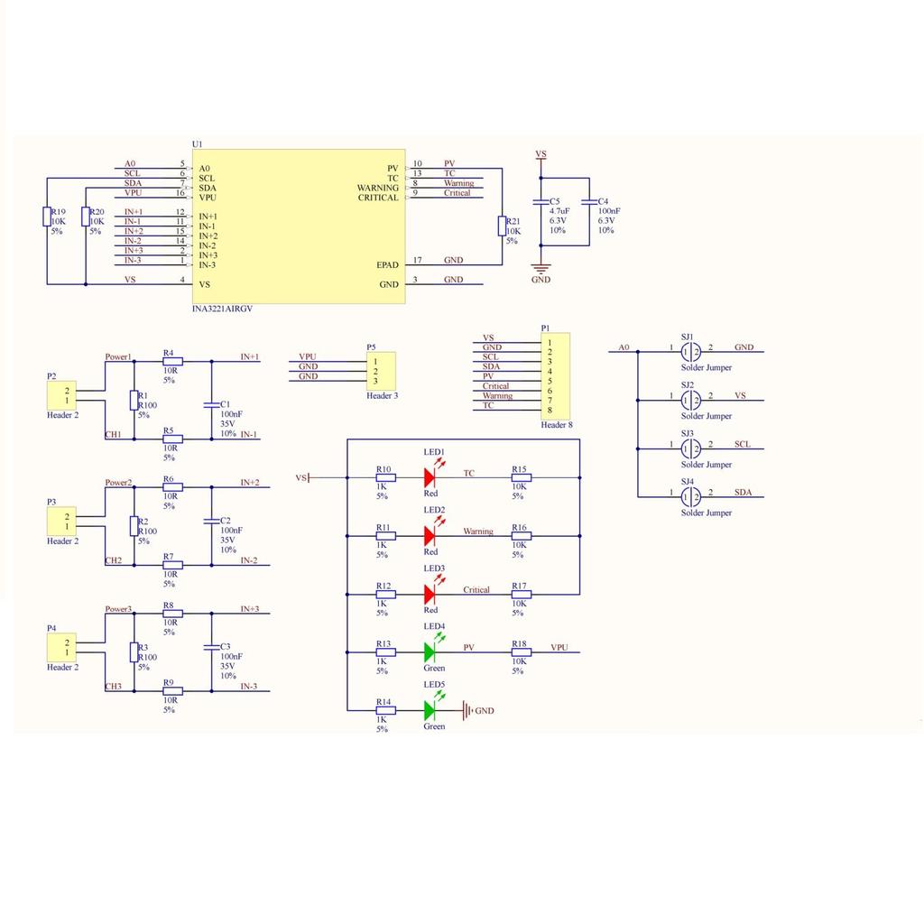 2Pcs I2C SMBUS INA3221 Triple-Channel Shunt Current Power Supply Voltage Monitor Sensor Board Module Replace INA219 with Pins