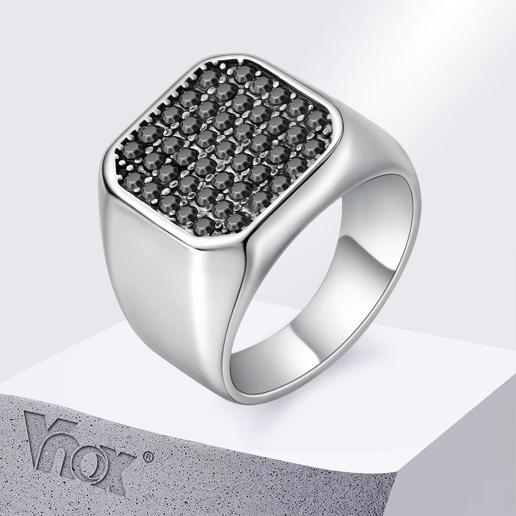 Мужское кольцо Vnox из нержавеющей стали с серым цирконом, медного цвета, размер US 7-12, перстень квадратный, панк-рок кольцо, подарок на вечеринку, свадьбу