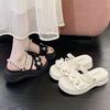 Sweet Summer Out Slippers Flowers with Skirt Sandals Two Slippers New Pearl Slippers