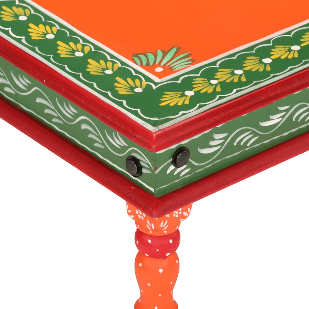 Orange Hand Painted Solid Mango Wood Coffee Table