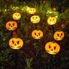 Solar Halloween Pumpkin Pathway Light Decorations LED Halloween Pumpkin Stake Lights Set of 5 Lighted Outdoor Pumpkin Lawn Lamp