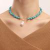 Irregular Natural Turquoise Special-shaped Pearl Pendant Necklace Women's Handmade Personalized Item