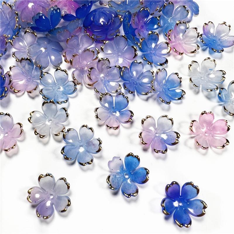 50Pcs New 19MM Acrylic Cherry Blossoms Flower Beads Petals Charm Connectors Diy Earrings Hair Jewelry Making Resin Acessories