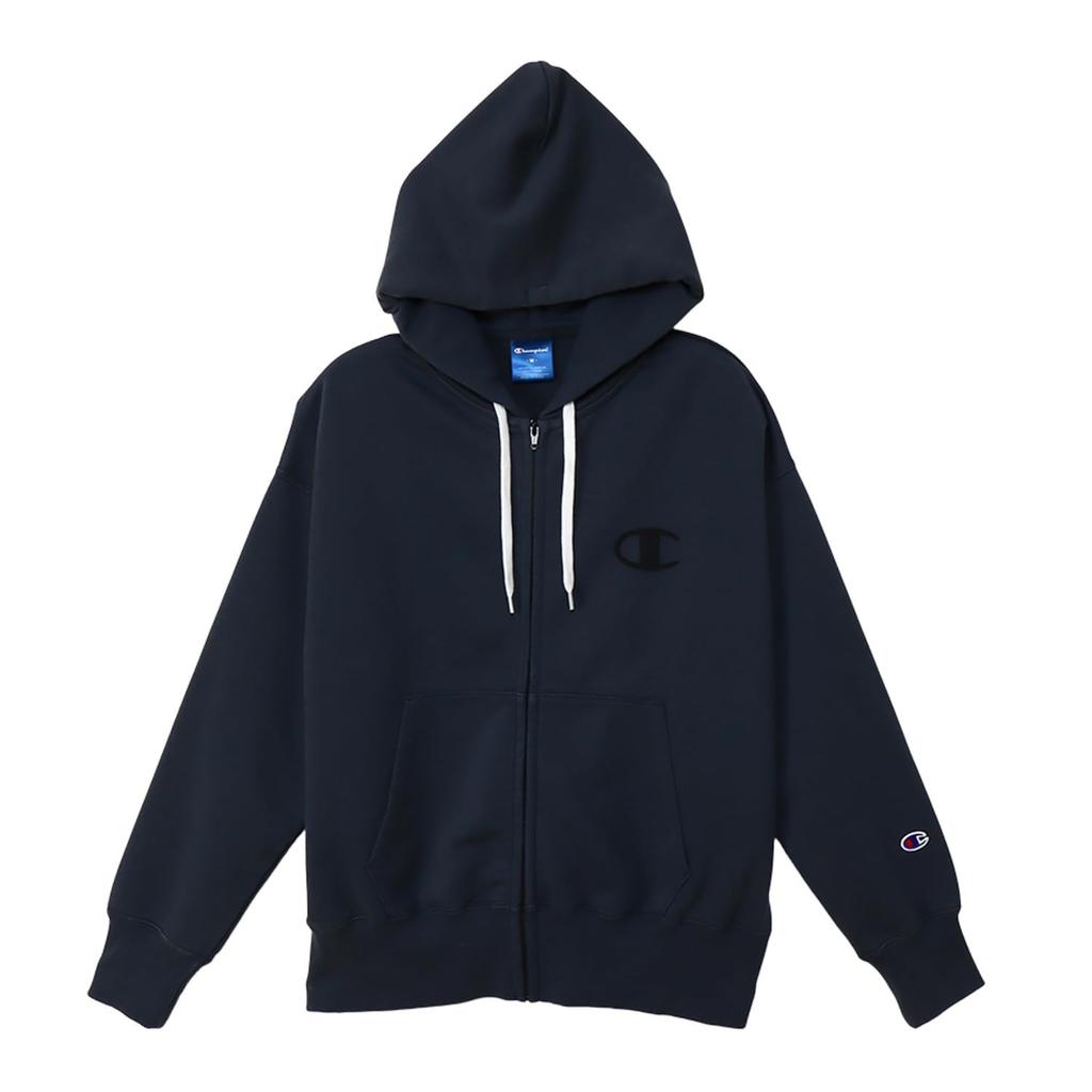Champion Long Sleeve Stretch Terry Zip Hooded Sweatshirt with Women's One-Point Logo, Techweave®, Off-Black, CW-ZS101