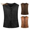 Жилет в стиле панк, готический, ренессансный, со шнуровкой, ретро-жилет, V-образный вырез, без рукавов, однотонный, для ролевых игр на Хэллоуин