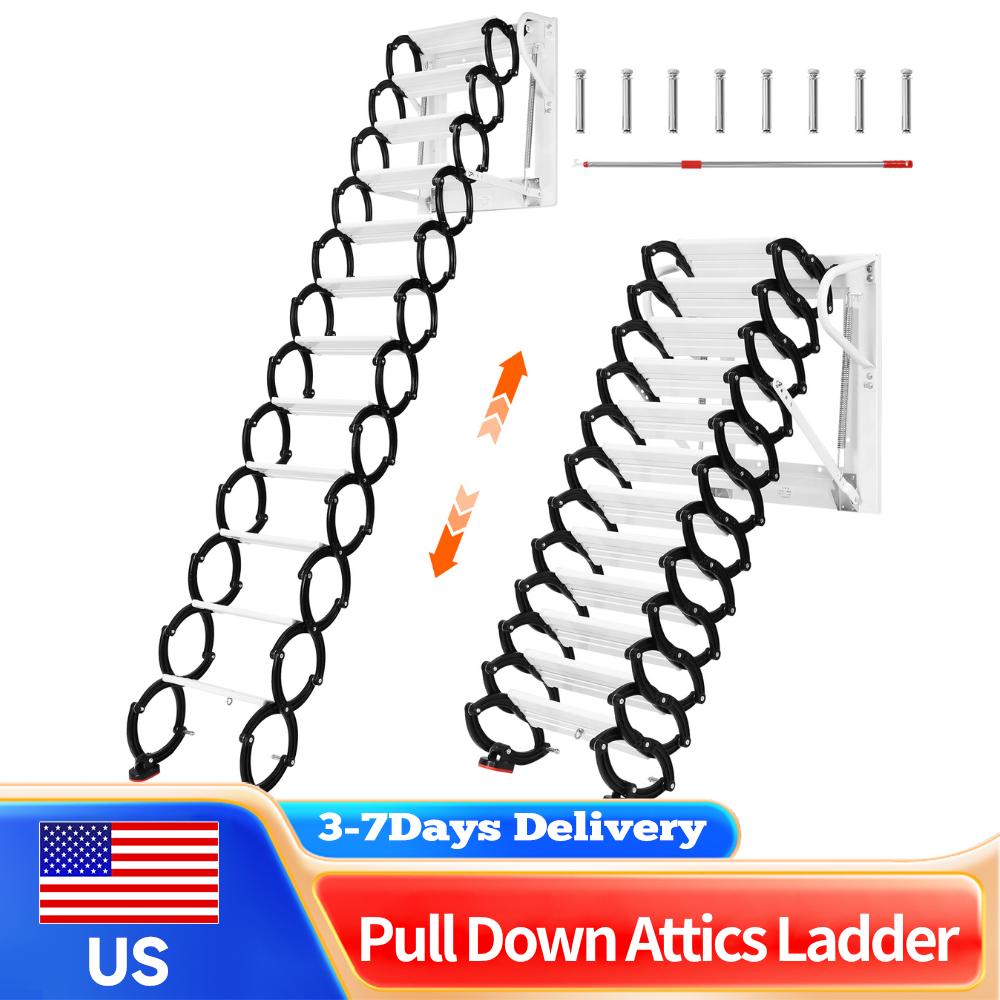 Aluminum Alloy Electric Invisible Loft Ladder Ceiling Mount Folding Attic Stairs Space Saving for Home Garage Roof Basement