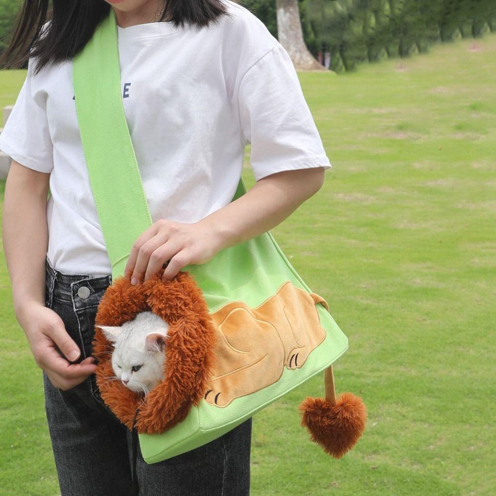 Cartoon Pets Outgoing Handbag Lion Design Pet Shoulder Carrying Bags for Cats Rabbits Puppy