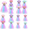 Платье для девочек Super Mario Princess Peach Rainbow Lace фиолетового, красного и розового цвета
