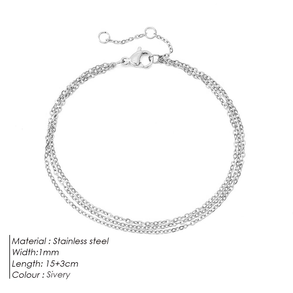 EMANCO Fashion Simple Chain Silver Color Bracelet Jewelry Multi-layer Thin Chain Bracelet Ladies Stainless Steel Chain Wholesale