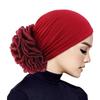 Women's Hijabs Turban Big Flower Elastic Cloth Hair Bands Hat Beanie Ladies Muslim Solid Hair Loss Scarf Cap Hair Accessories