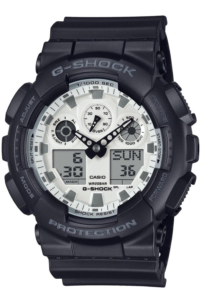 Часы Casio G-Shock, Серия Черный и Ярко-белый, GA-100WD-1AJF, Мужские, Черные, Оригинальный японский продукт
