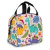 Cartoon Dinosaur Canvas Portable Cooler Lunch Bag Fashion Thermal Insulated Food Bags Food Picnic Lunch Box Bag for Adult Kids